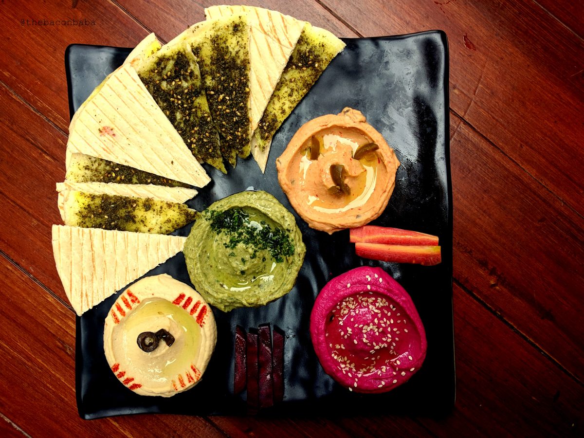 Hummus Platter with Pita Bread souk baconbaba