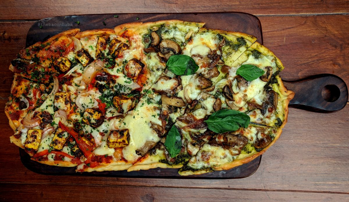 souk baconbaba peppy paneer pesto mushroom flatbread